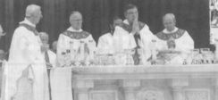 Archbishop Pell concelebrating B.A. Santamaria's Requiem Mass with Archbishop D'Arcy, Cardinal Clancy and Archbishop Little (photo: John Casamento)